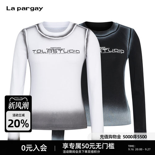 Lapargay渐变晕染显瘦字母T恤