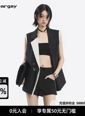 Lapargay撞色拼接西装马甲