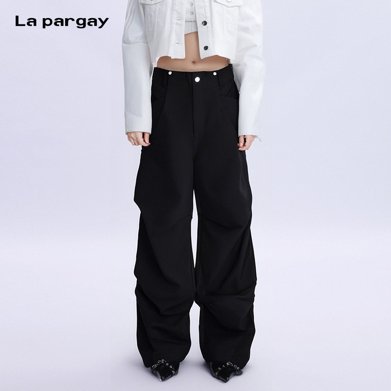 La pargay纳帕佳长款直筒休闲裤2025秋季新款女士个性设计感上衣