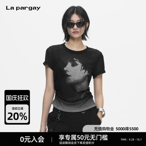 Lapargay复古人像印花短袖T恤
