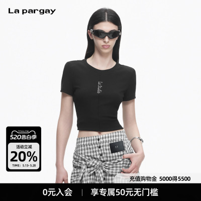 Lapargay修身短款字母T恤