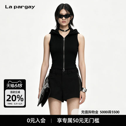 Lapargay 双拉链可调节设计 连帽无袖修身款上衣 L75200111C