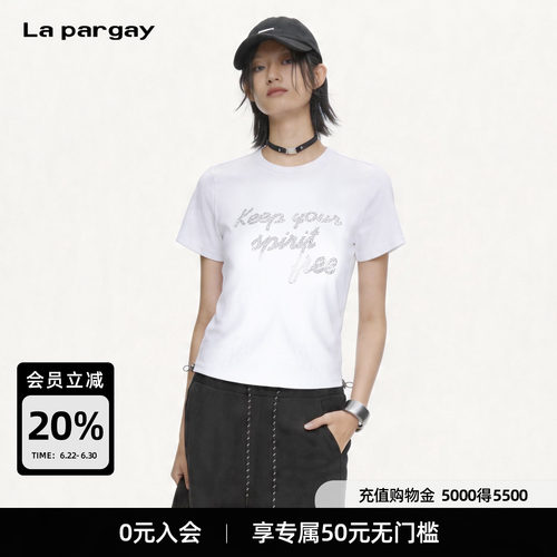 Lapargay抽绳闪钻不紧绷T恤