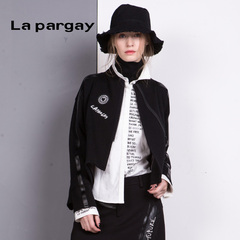Lapargay纳帕佳新款女装春秋季黑白色长袖衬衫休闲印花上衣