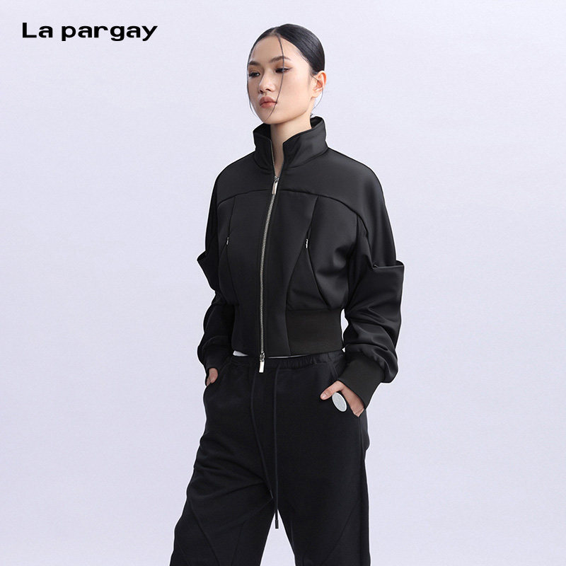 La pargay纳帕佳长袖立领短款外套2026春季新款女士个性休闲上衣