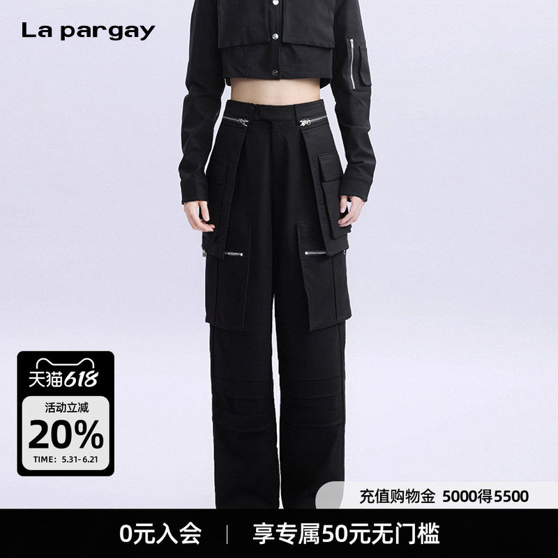 La pargay纳帕佳多口袋直筒工装裤2026春季新款女士个性休闲裤子