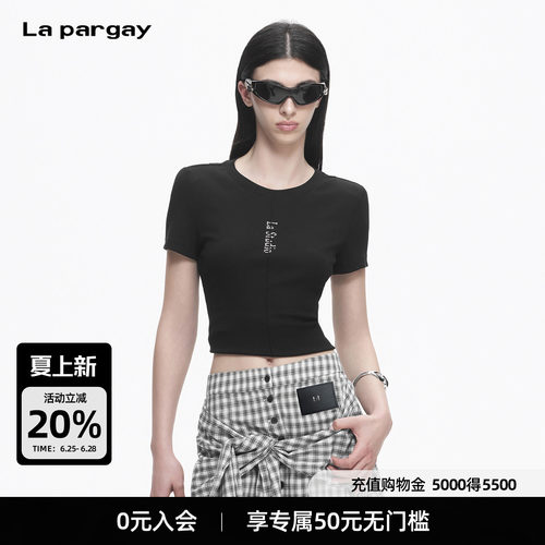 Lapargay修身短款字母T恤