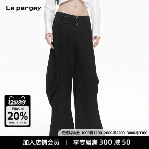 Lapargay 高腰工装阔腿裤 机能结构 飘带元素 酷感复古L78102602V