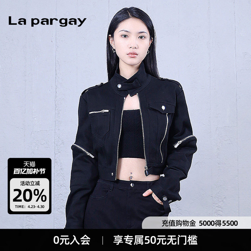 纳帕佳长袖短款外套2026春季新款女式黑白色个性时尚休闲小众上衣