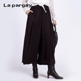 休闲甜美性感阔腿休闲裤 Lapargay纳帕佳2025新款 子时尚 黑色裤 女装
