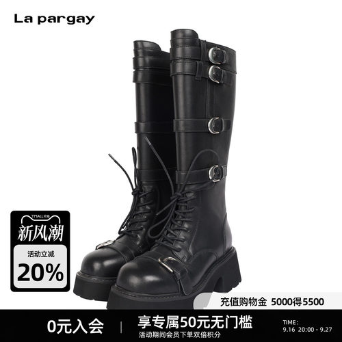 Lapargay头层牛皮机车靴显腿长