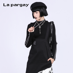 打底针织撞色条纹长袖 连身裙时尚 连衣裙女 新款 Lapargay纳帕佳秋季