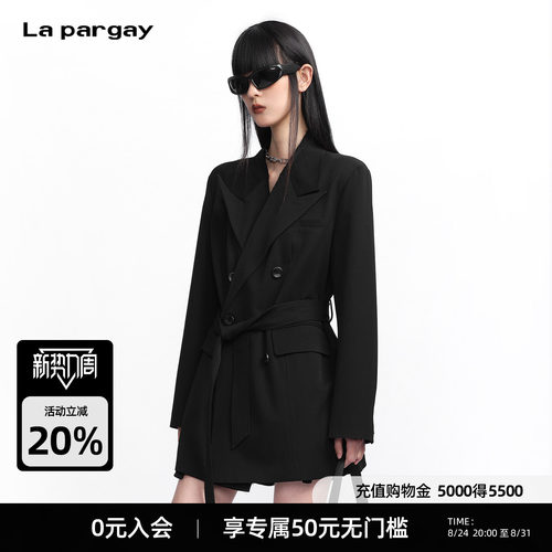 La pargay【回归理性】经典双排扣长款西装 腰带设计 L75301309V