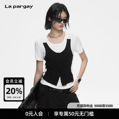 Lapargay拼接T恤利落显瘦时髦