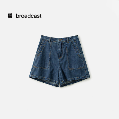 播商场同款轻薄蓝色牛仔短裤女25夏季新款高腰直筒热裤BDS2KD2668