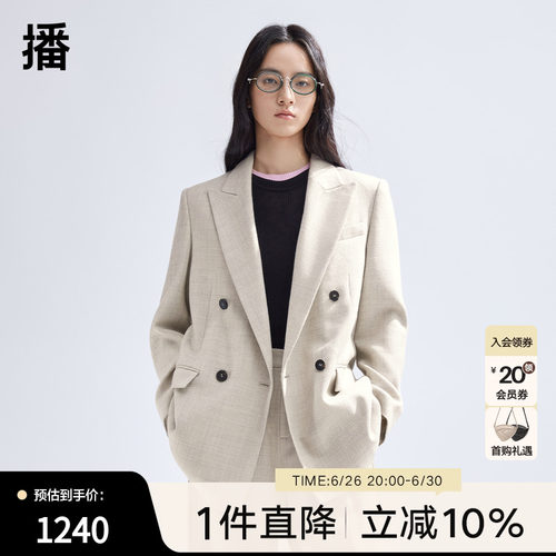 播100%羊毛西装外套女商场同款时髦短款西服上衣BDR1XD0075