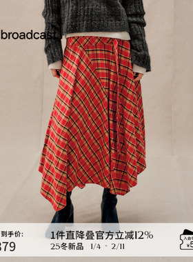 播商场同款不规则格纹半身裙女25秋冬新款气质学院裙子BDS4BD3640