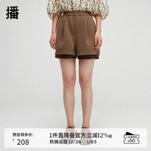 BDR3KD3005 女2024春秋直筒百搭短裤 播商场同款 松紧腰休闲裤