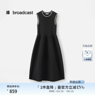 播商场同款中长款无袖收腰连衣裙女秋新款气质小黑裙BDS3LD3232