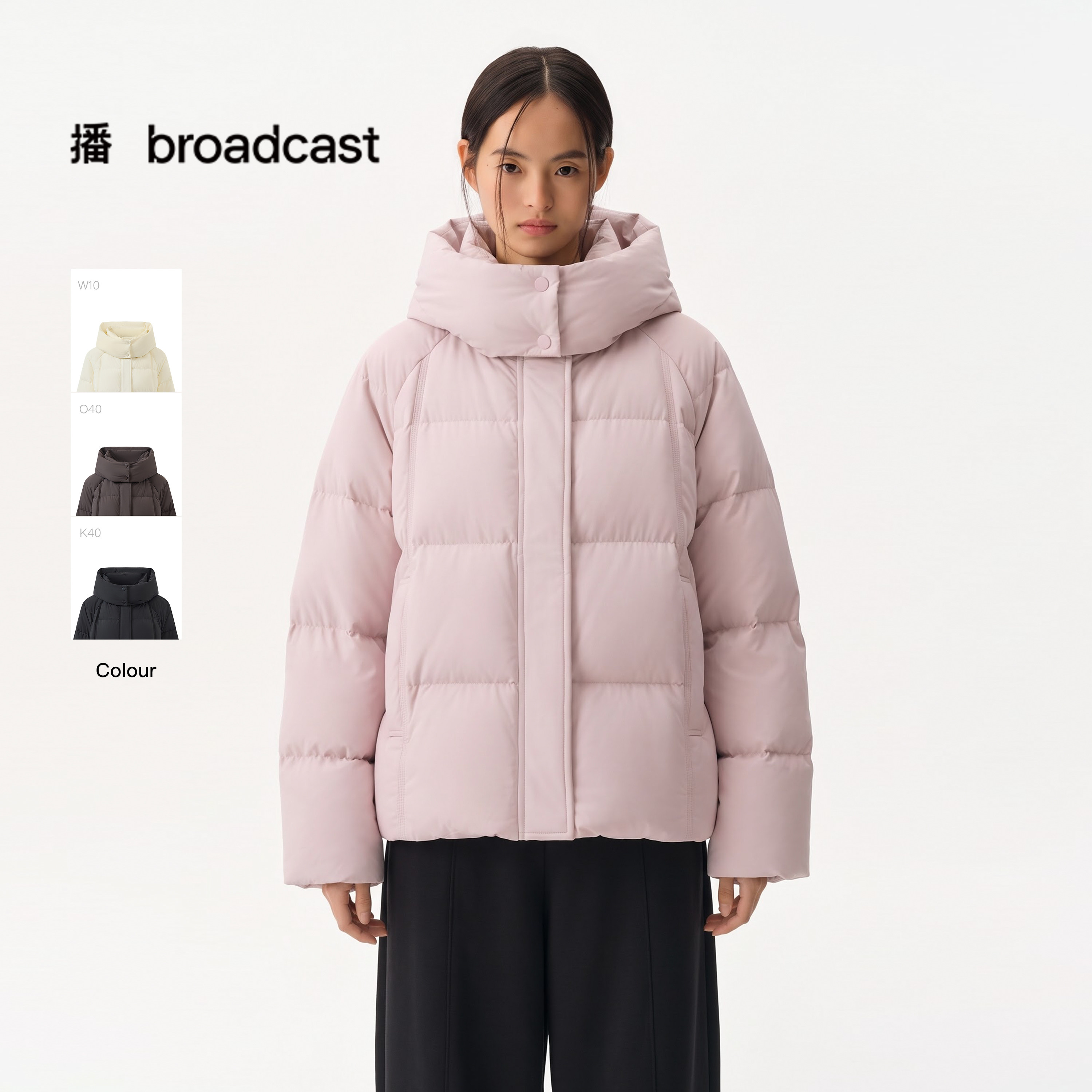 【90白鸭绒】播26秋冬新品短款宽松保暖连帽羽绒服女DDT4RD2050
