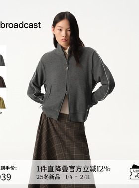 播商场同款灰色运动风立领休闲短外套女25秋冬新款上衣BDS4WD3005