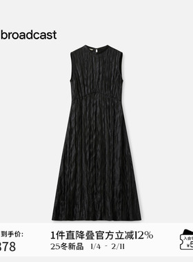 播商场同款黑色肌理感显瘦无袖连衣裙女25秋冬新款BDS4LD4852