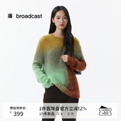 播复古渐变圆领针织衫 女冬季 宽松休闲毛衣DDS4SD5208