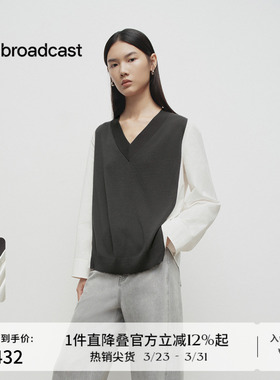 播商场同款职场通勤假两件拼接毛衫女春秋新款上衣BDS1SD1101