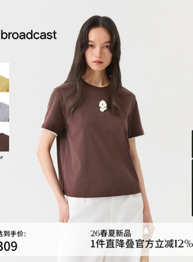 播休闲宽松夏日小花短袖T恤女26夏季新款圆领上衣女DDT2YD5652