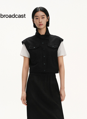 播商场同款帅气工装风马甲女25夏新款时髦洋气灰色上衣BDS2MD2121