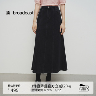 播商场同款 梨型学院裙子BDS1BD1351 复古牛仔半身裙女25春秋新款