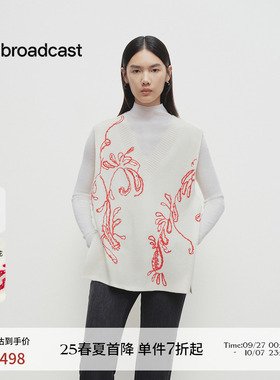 播商场同款提花刺绣针织马甲女25春季新款宽松叠穿背心BDS1SD1128