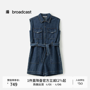 新款 播商场同款 水洗牛仔连体裤 女夏季 BDS2JD2675 复古显瘦短裤