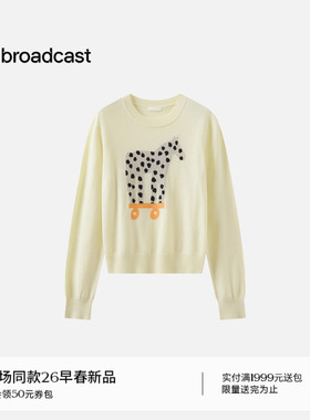 播商场同款小马提花针织衫女26春新款100%羊毛宽松毛衣BDT1SD2837