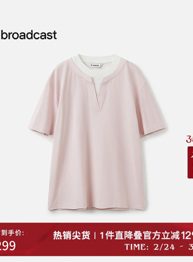 播商场同款假两件松弛短袖T恤女春夏柠檬海盐穿搭BDS7YD4504