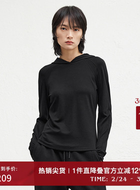 播商场同款黑色连帽领卫衣女24冬新款通勤显瘦内搭BDR4VD3981