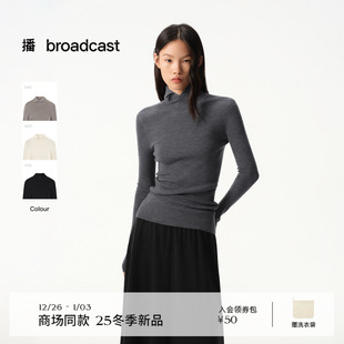 100%羊毛 女25秋冬新款 播商场同款 灰色针织衫 BDS4SD3691 修身