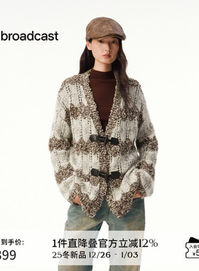 播休闲V领气质通勤针织开衫秋冬宽松外套DDS4UD5150