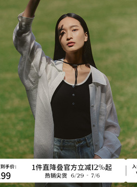 播商场同款百搭衬衫女夏薄款独特宽松淡人长袖衬衣BDR2CD0829