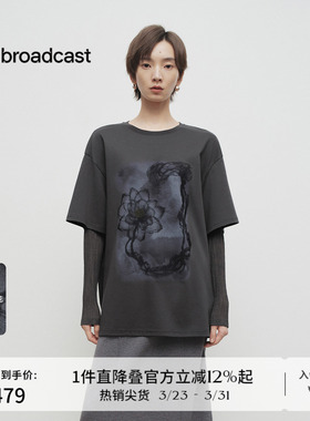 播商场同款国风印花航海短袖T恤女春夏宽松上衣BDS1YD1567