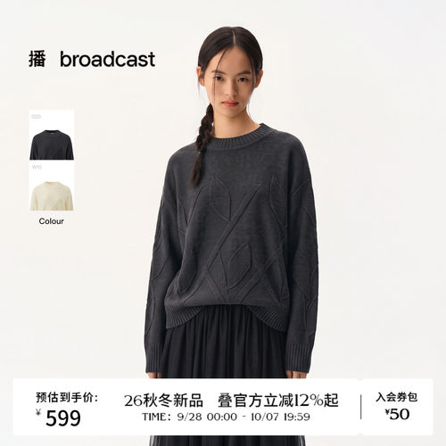【绵羊毛】播26秋冬新品圆领套头针织衫女休闲软糯毛衣DDT4SD2084