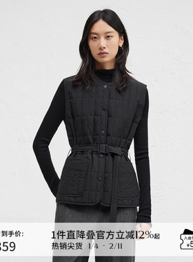 播商场同款简约舒适圆领24冬新款轻薄羽绒马甲背心女BDR4MD3561