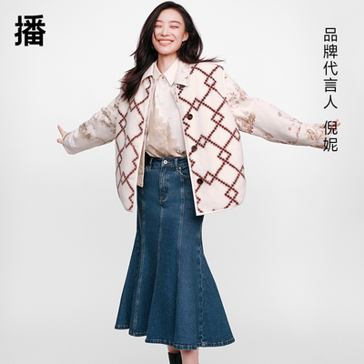 播倪妮同款史迪奇系列牛仔短外套女新款印花夹克上衣BDQ4WD1437