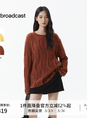 播通勤慵懒风宽松圆领针织衫女冬季松弛毛衣DDS4SD5194