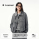 播翻领牛角扣短款 灰色毛呢外套女秋冬宽松上衣DDS4AD5284
