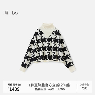 播 商场同款 100%羊毛高领针织毛衣女冬新款 BDS4SD4730