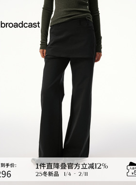 播复古百搭微喇休闲裤秋冬显瘦黑色喇叭裤长裤DDS4KD5295