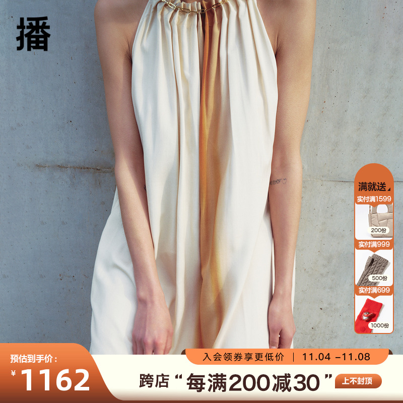 播无袖连衣裙女商场同款2023秋冬新款高级感度假长裙BDQ3LD0044