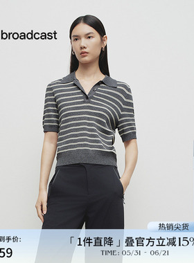 播商场同款POLO领学院短袖针织衫女春秋新款条纹上衣BDS1SD1253