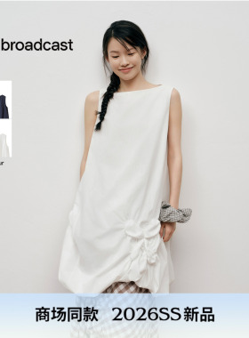 【自然压褶】肌理素爽棉 播漂亮无袖连衣裙女26夏新款BDT2LD2922